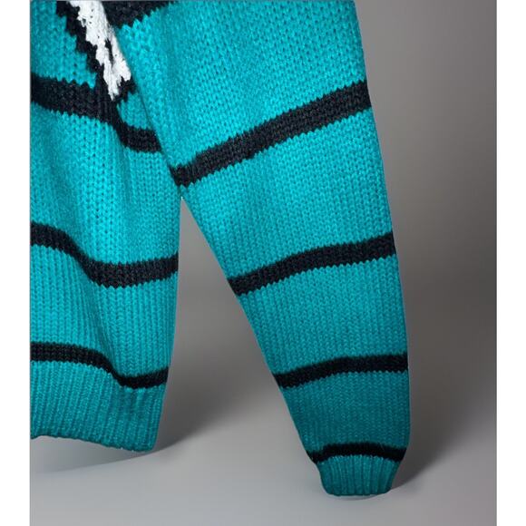 Vtg 80s 90s Pretense Sweater Green Knit Pullover Geometric Stripes Diamonds Sz M - Picture 8 of 9